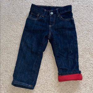 BABY GAP DARKWASH DENIM w/ red fleece lining